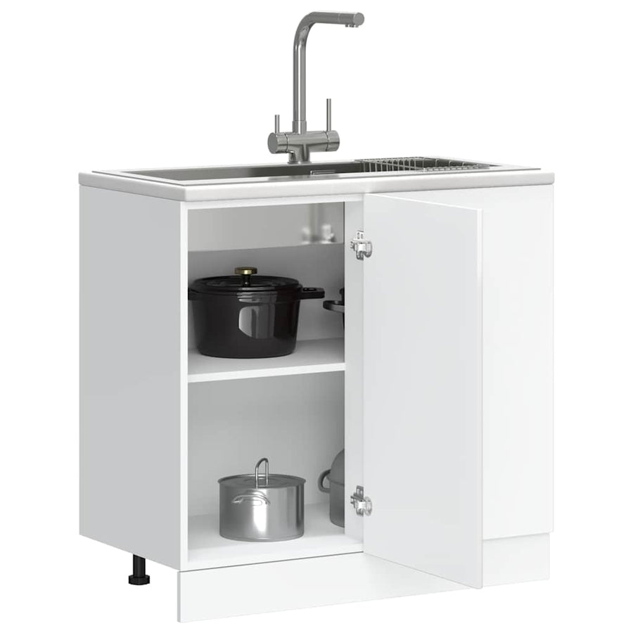 Keuken onderkast Porto bewerkt hout hoogglans wit
