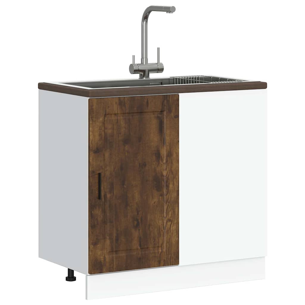 Keuken onderkast Porto bewerkt hout gerookt eikenkleurig