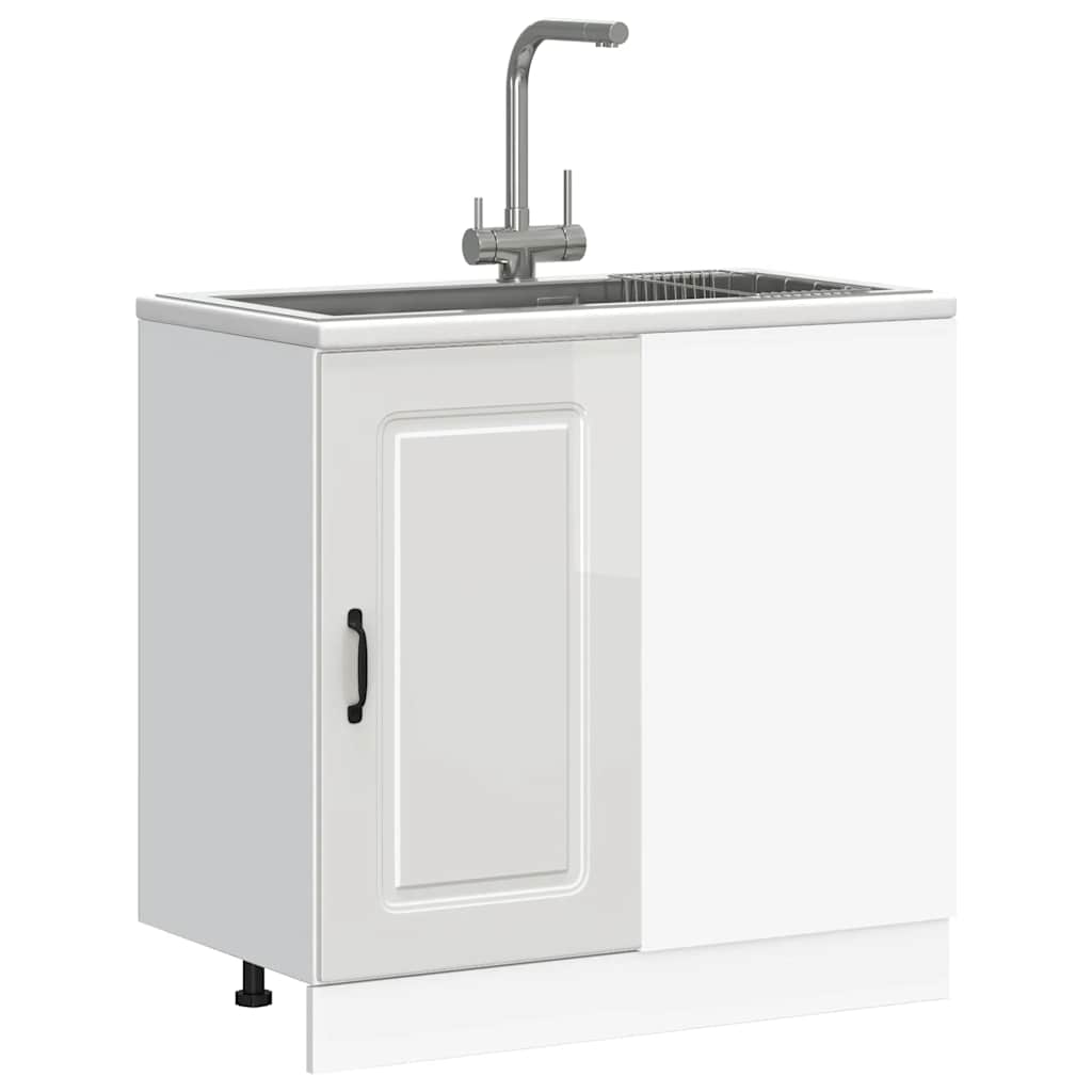Keuken onderkast Kalmar bewerkt hout hoogglans wit