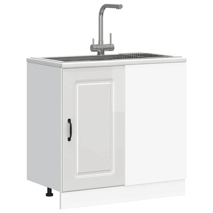 Keuken onderkast Kalmar bewerkt hout hoogglans wit