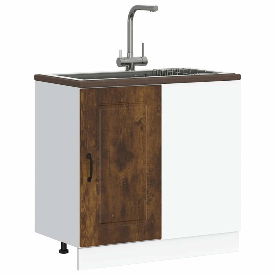 Keuken onderkast Kalmar bewerkt hout gerookt eikenkleurig
