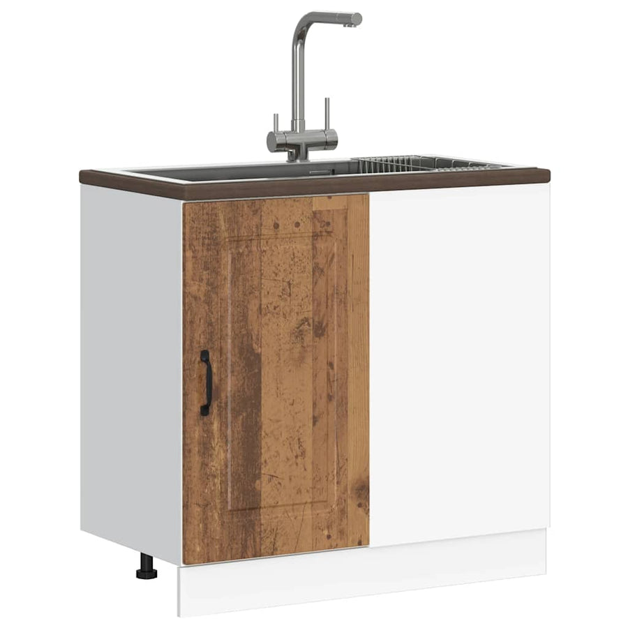 Keuken onderkast Kalmar bewerkt hout oud houtkleurig