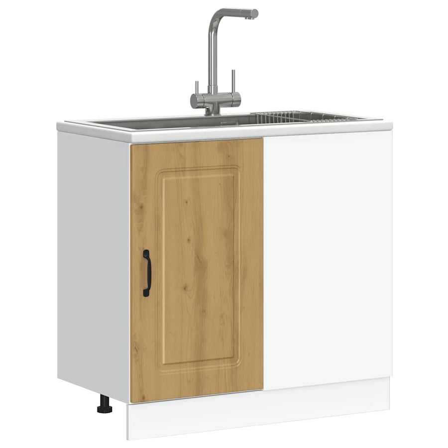 Keuken onderkast Kalmar bewerkt hout artisanaal eikenkleur