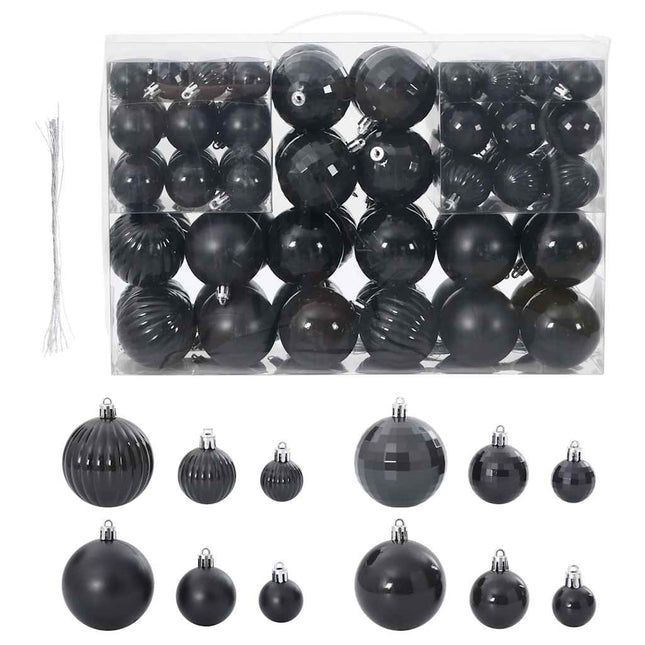 Kerstballen 100 st Ø3/4/6 cm zwart