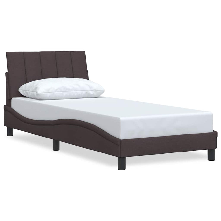 Bedframe Zonder Matras Stof 80 x 200 cm Donkerbruin