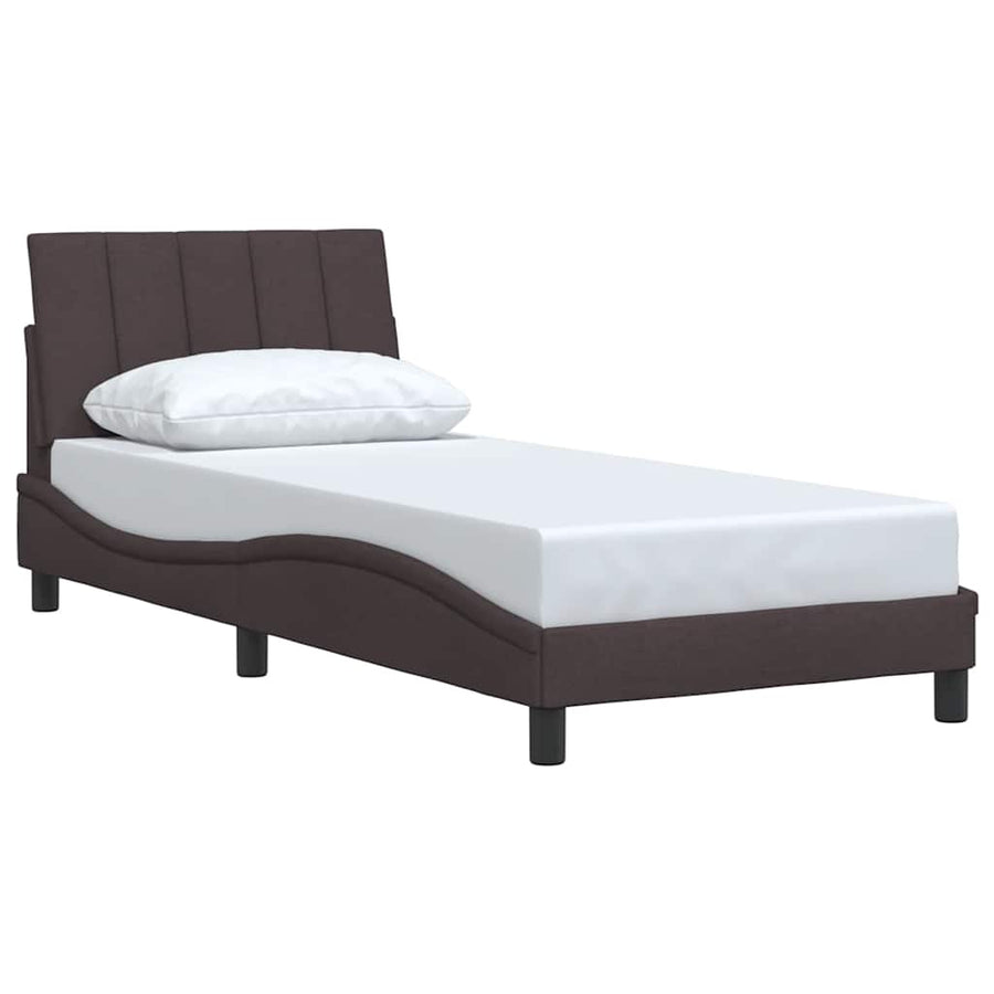 Bedframe Zonder Matras Stof 80 x 200 cm Donkerbruin