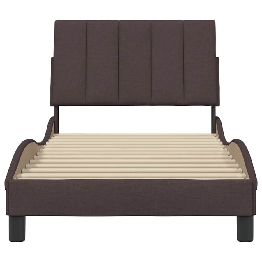 Bedframe Zonder Matras Stof 80 x 200 cm Donkerbruin