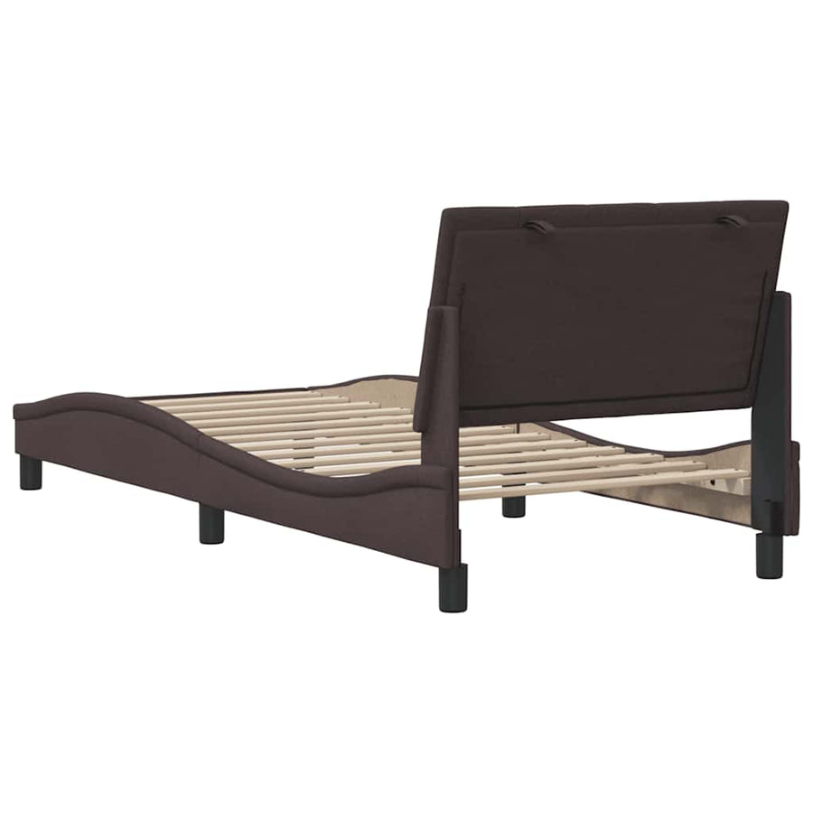 Bedframe Zonder Matras Stof 80 x 200 cm Donkerbruin
