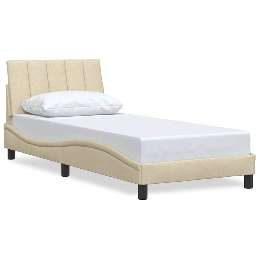 Bedframe zonder matras 80x200 cm stof crèmekleurig