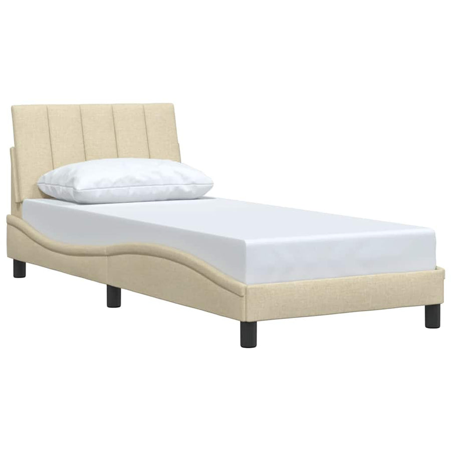 Bedframe zonder matras 80x200 cm stof crèmekleurig