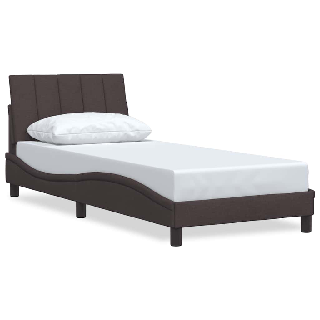Bedframe zonder matras 90x190 cm stof donkerbruin
