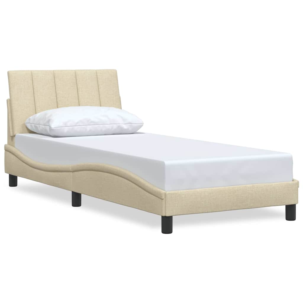 Bedframe zonder matras "Hanko" 90x190 cm stof crèmekleurig