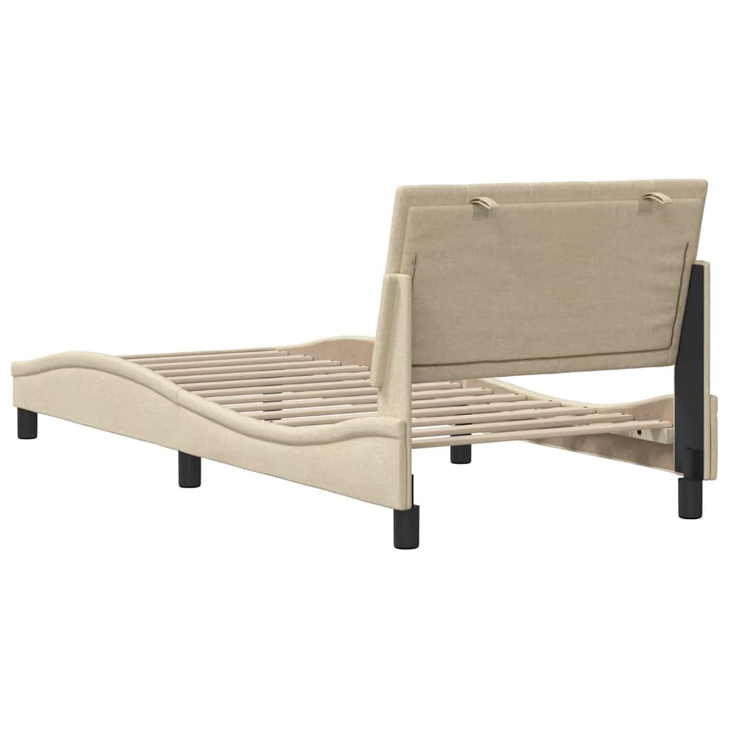 Bedframe zonder matras "Hanko" 90x190 cm stof crèmekleurig