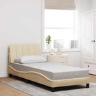 Bedframe 90x190 cm stof crèmekleurig