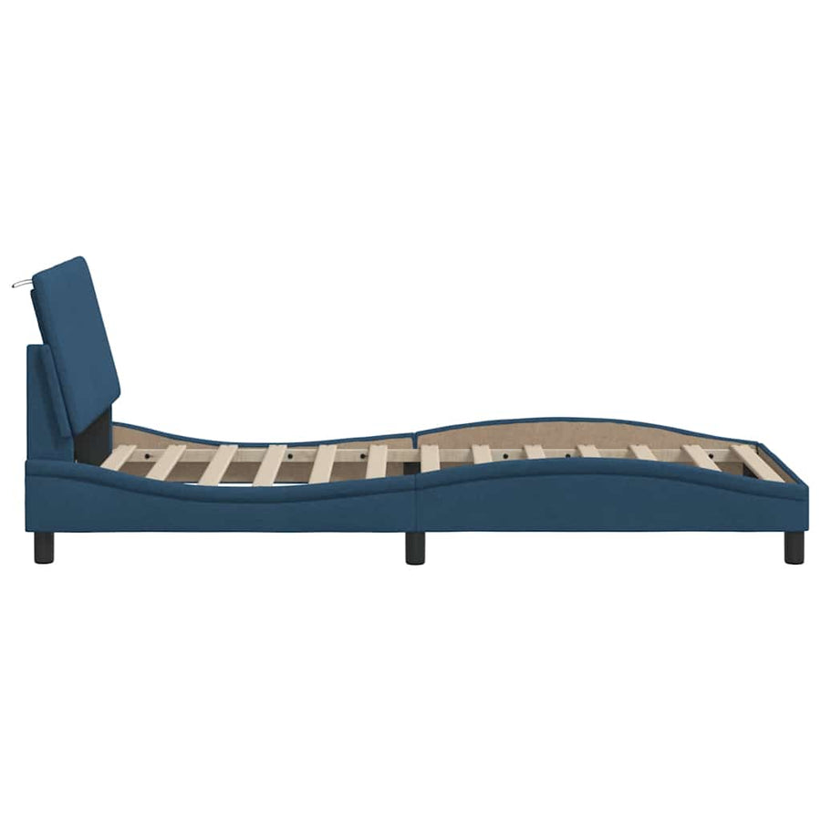 Bedframe zonder matras "Hanko" 90x190 cm stof blauw