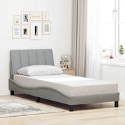 Bed frame without mattress "Hanko" 90x200 cm fabric light grey