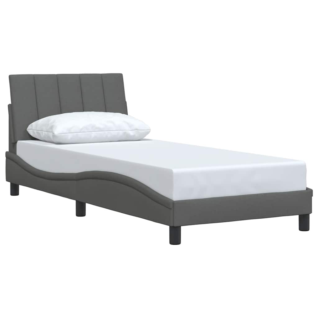 Bedframe zonder matras 90x200 cm stof donkergrijs