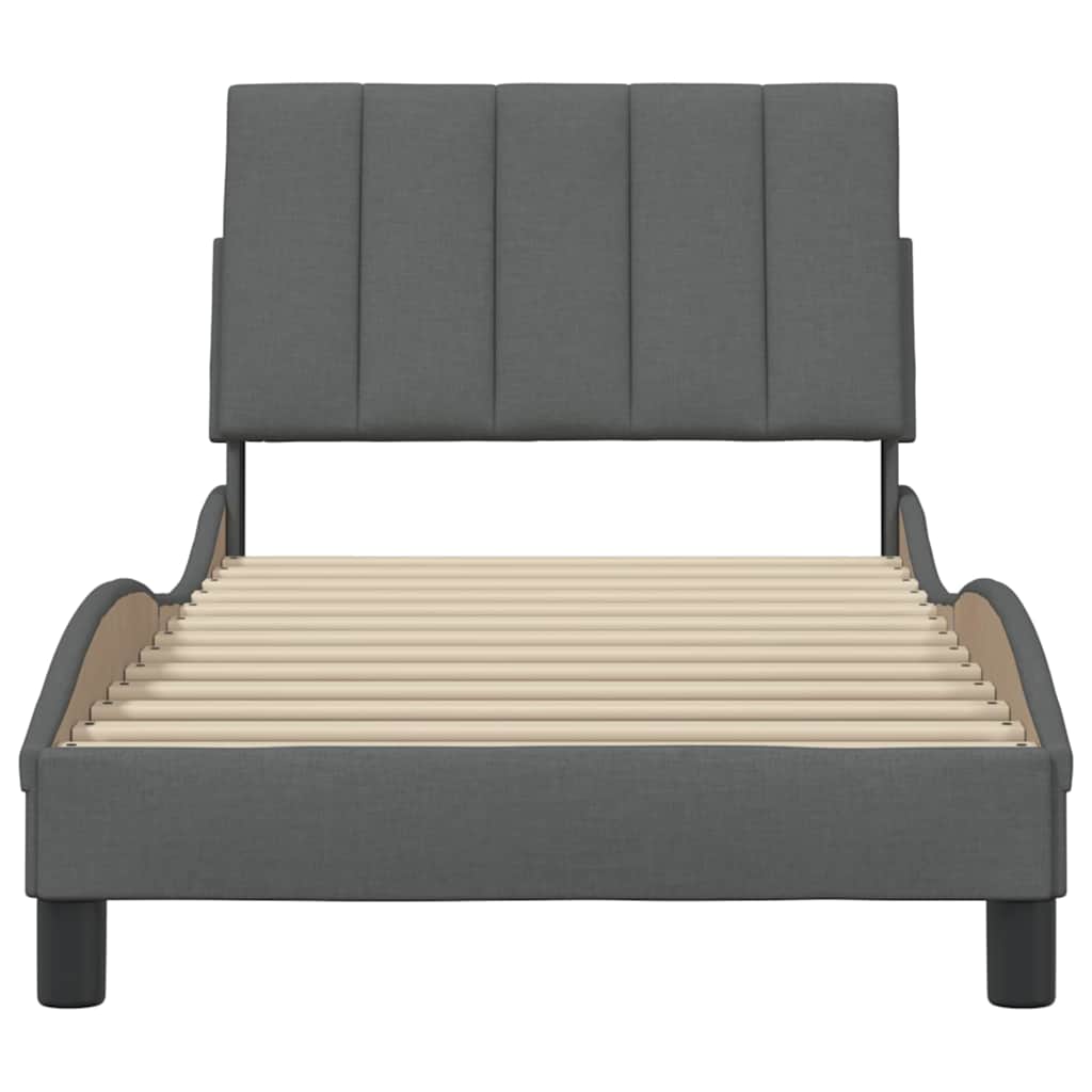 Bedframe zonder matras 90x200 cm stof donkergrijs
