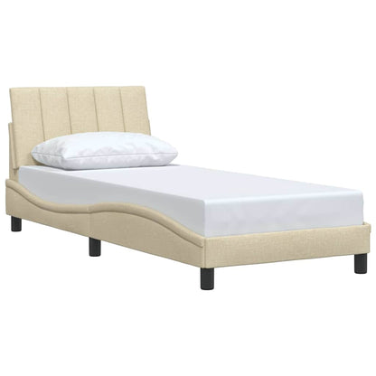 Bedframe zonder matras 90x200 cm stof crèmekleurig