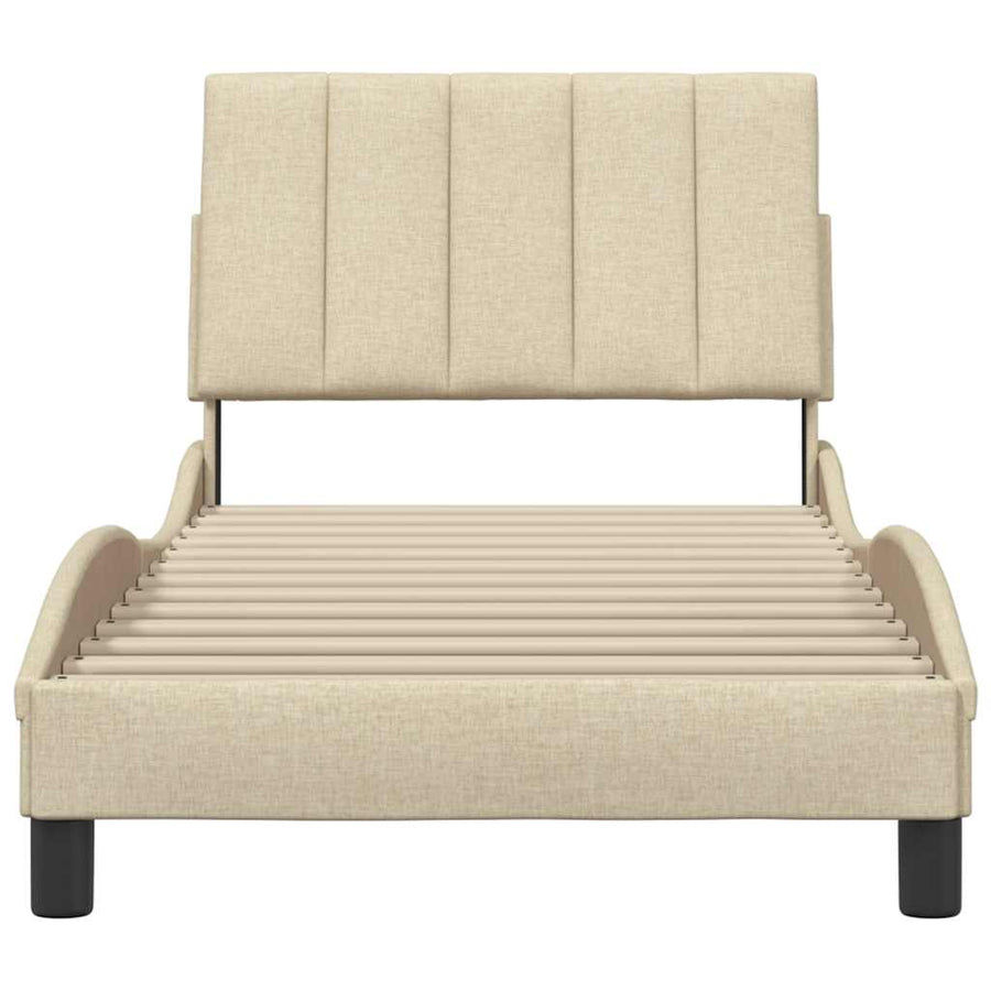 Bedframe zonder matras 90x200 cm stof crèmekleurig