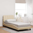 Bed frame without mattress "Hanko" 90x200 cm fabric cream-colored