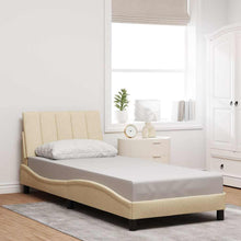 Bedframe zonder matras 90x200 cm stof crèmekleurig
