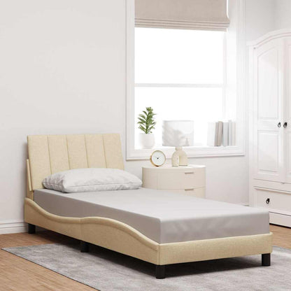 Bedframe zonder matras 90x200 cm stof crèmekleurig