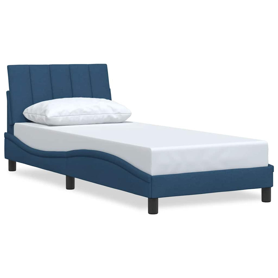 Bedframe Zonder Matras Stof 90 x 200 cm Blauw