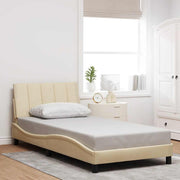 Bed frame without mattress "Hanko" 100x200 cm fabric cream-colored
