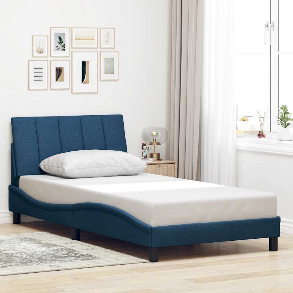 Bedframe zonder matras 100x200 cm stof blauw