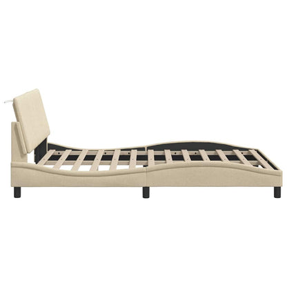 Bedframe zonder matras "Hanko" 120x200 cm stof crèmekleurig
