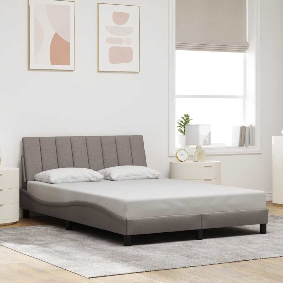 Bedframe Zonder Matras Stof 140 x 190 cm Taupe