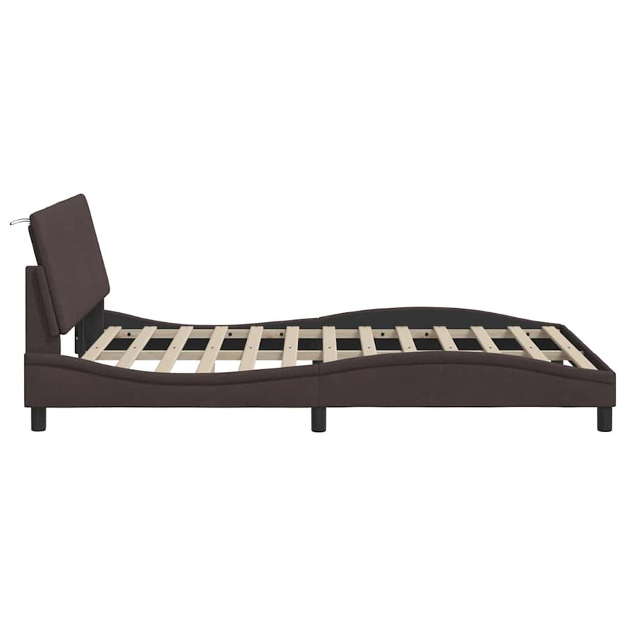 Bedframe zonder matras "Hanko" stof donkerbruin 140x200 cm