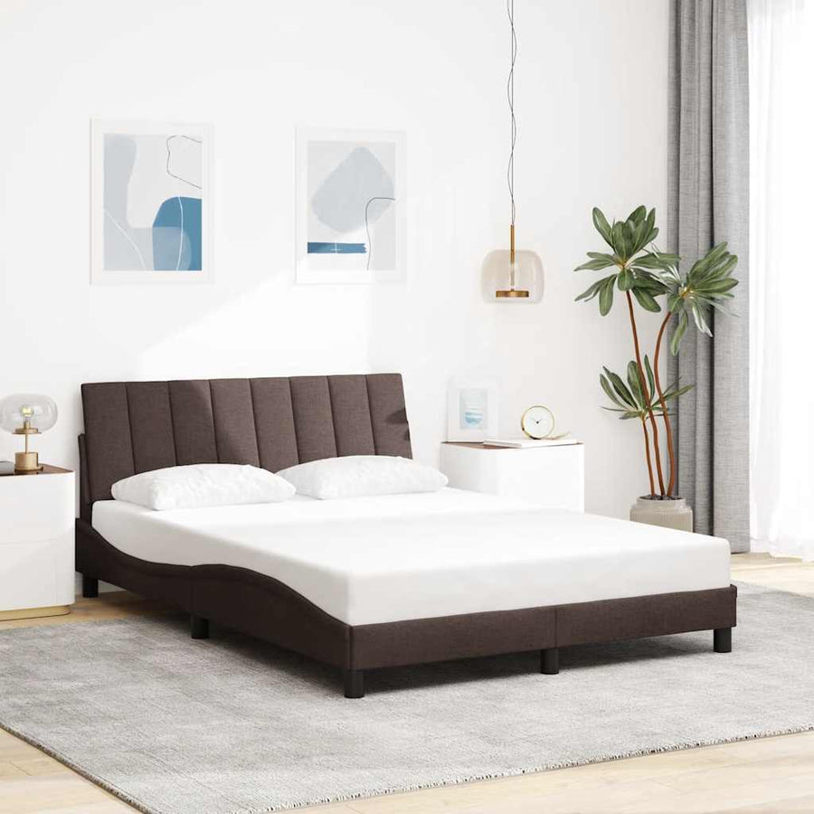 Bedframe zonder matras "Hanko" stof donkerbruin 140x200 cm