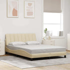 Bedframe 140x200 cm stof crèmekleurig