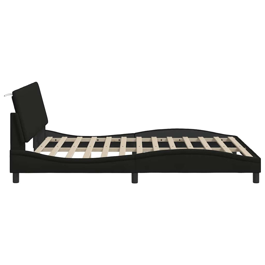 Bedframe Zonder Matras Stof 160 x 200 cm Zwart
