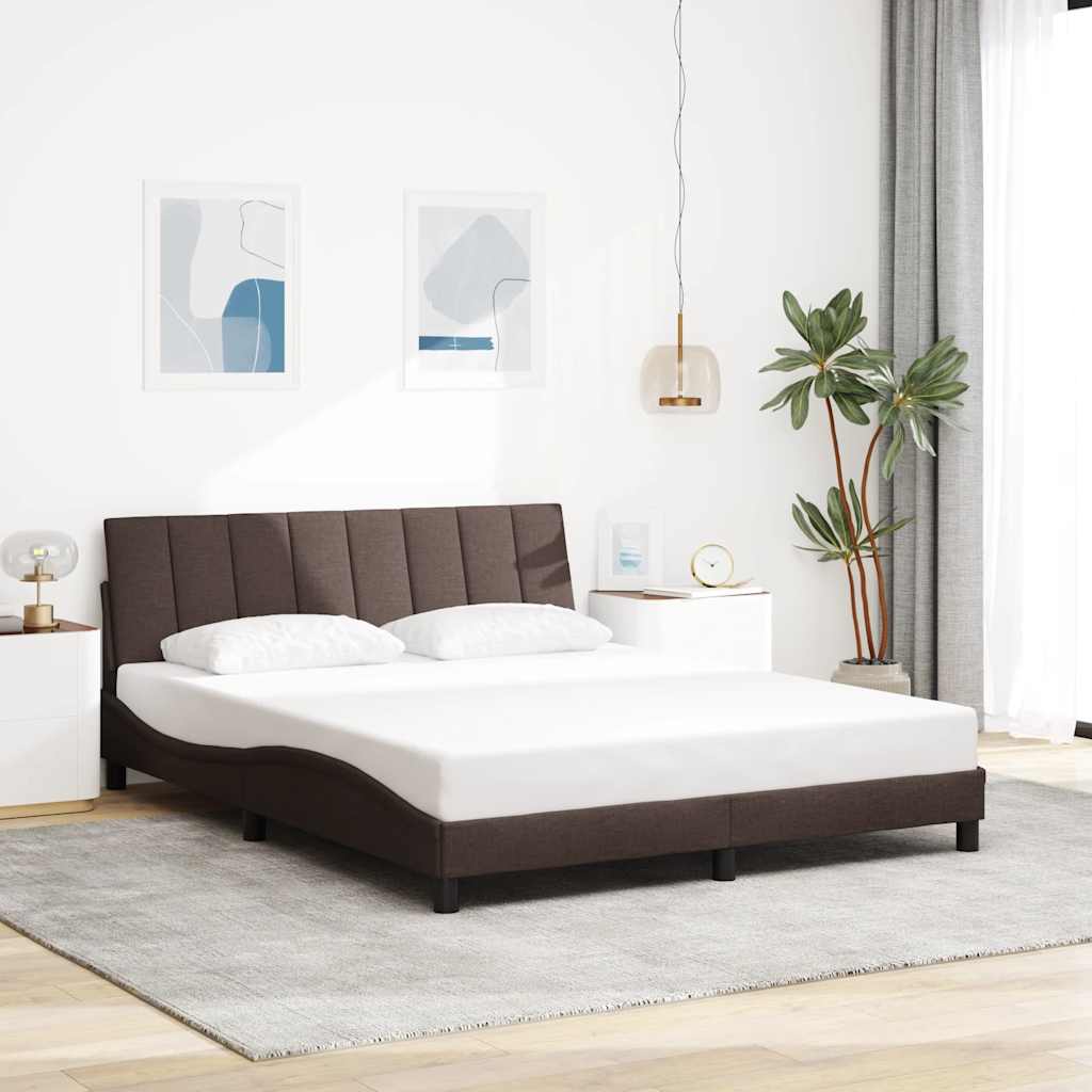 Bedframe Zonder Matras Stof 160 x 200 cm Donkerbruin