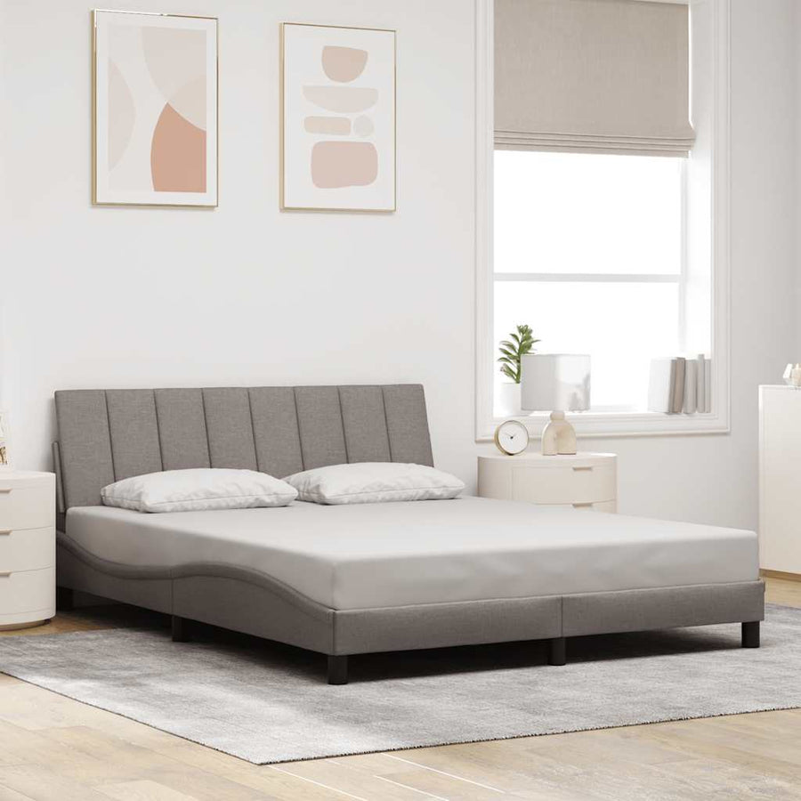 Bedframe Zonder Matras Stof 160 x 200 cm Taupe