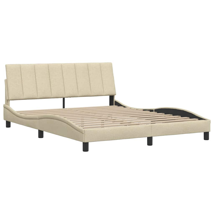 Bedframe zonder matras "Hanko" stof crèmekleurig 160x200 cm