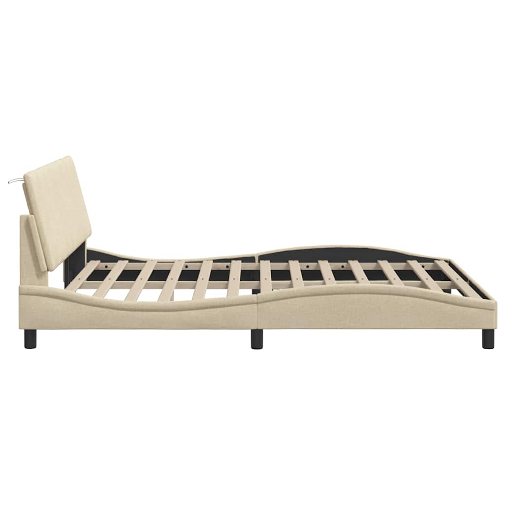Bedframe zonder matras "Hanko" stof crèmekleurig 160x200 cm