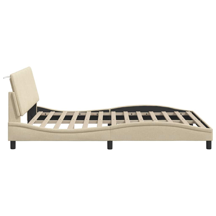 Bedframe zonder matras "Hanko" stof crèmekleurig 160x200 cm