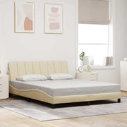 Bed frame without mattress "Hanko" fabric cream 160x200 cm