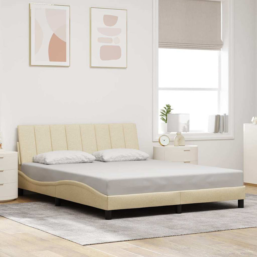 Bedframe zonder matras "Hanko" stof crèmekleurig 160x200 cm