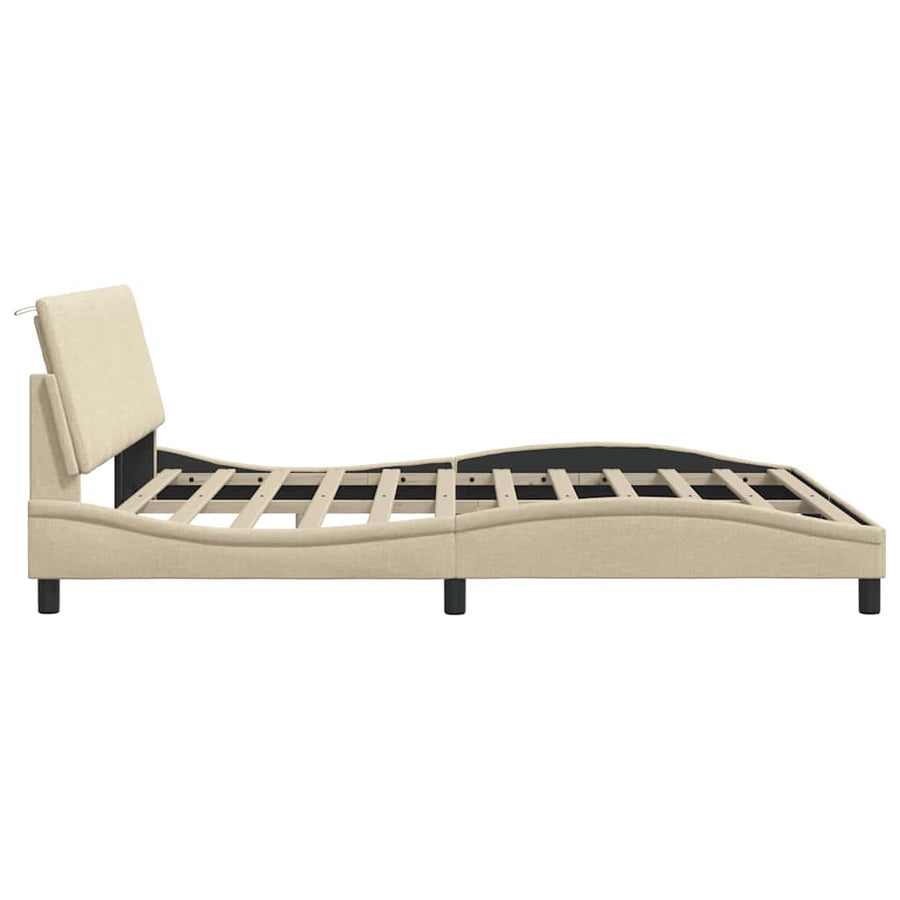 Bedframe Zonder Matras Stof Kleurig 180 x 200 cm Crème