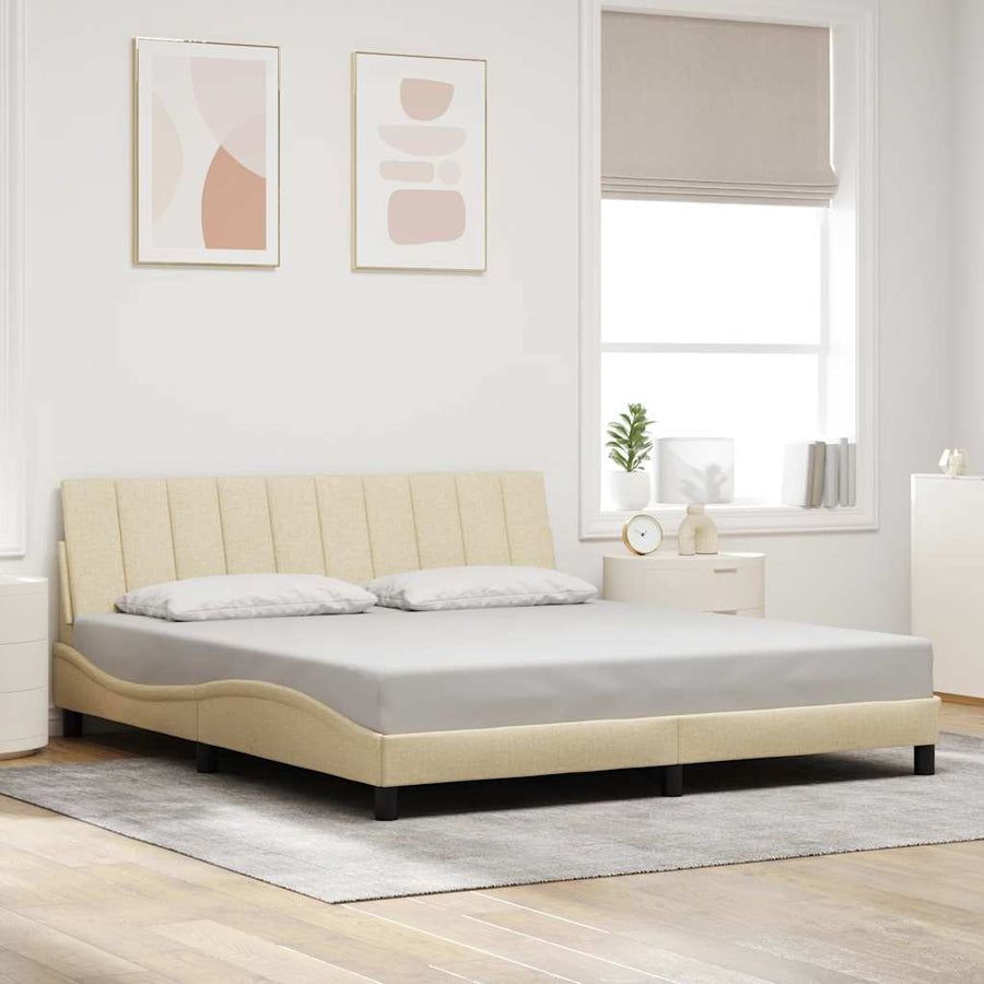 Bedframe Zonder Matras Stof Kleurig 180 x 200 cm Crème