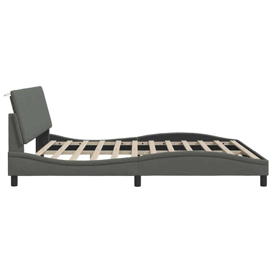 Bedframe zonder matras stof donkergrijs 200x200 cm