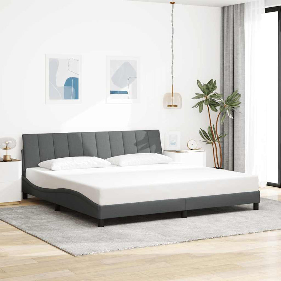 Bedframe zonder matras stof donkergrijs 200x200 cm