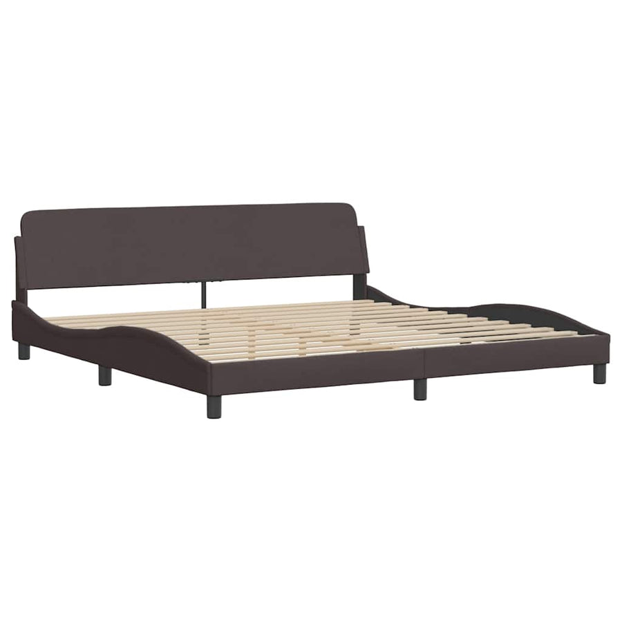 Bedframe zonder matras stof donkerbruin 200x200 cm