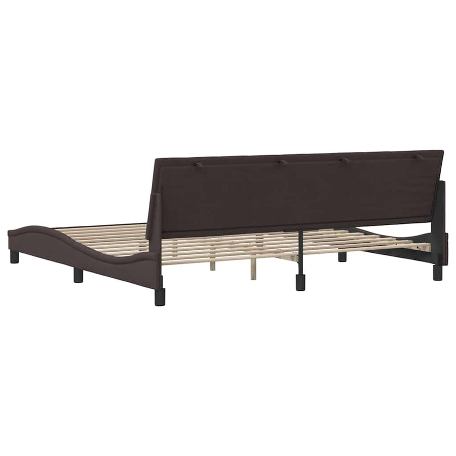Bedframe zonder matras stof donkerbruin 200x200 cm