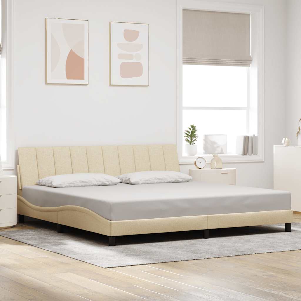 Bedframe zonder matras "Hanko" stof crèmekleurig 200x200 cm